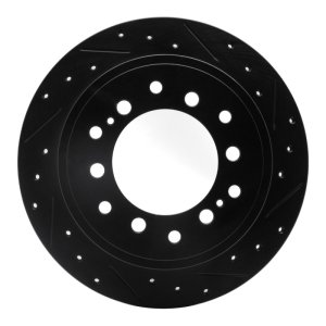 Lexus GX460 Brake Rotor (1) - Rear Right - R1 Concepts - Drilled & Slotted - Black - `10-`24